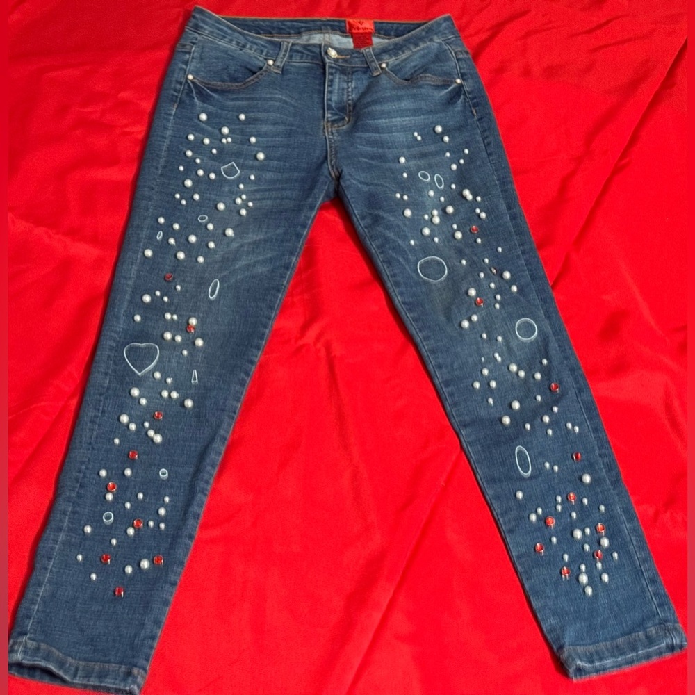 Christina Blue Embellished Skinny Jeans